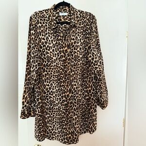 EQUIPMENT Silk Shirt Dress Leopard Print - XL
